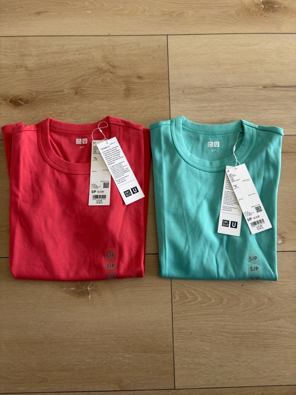 Uniqlo Crew Neck Tees - Red & Aqua